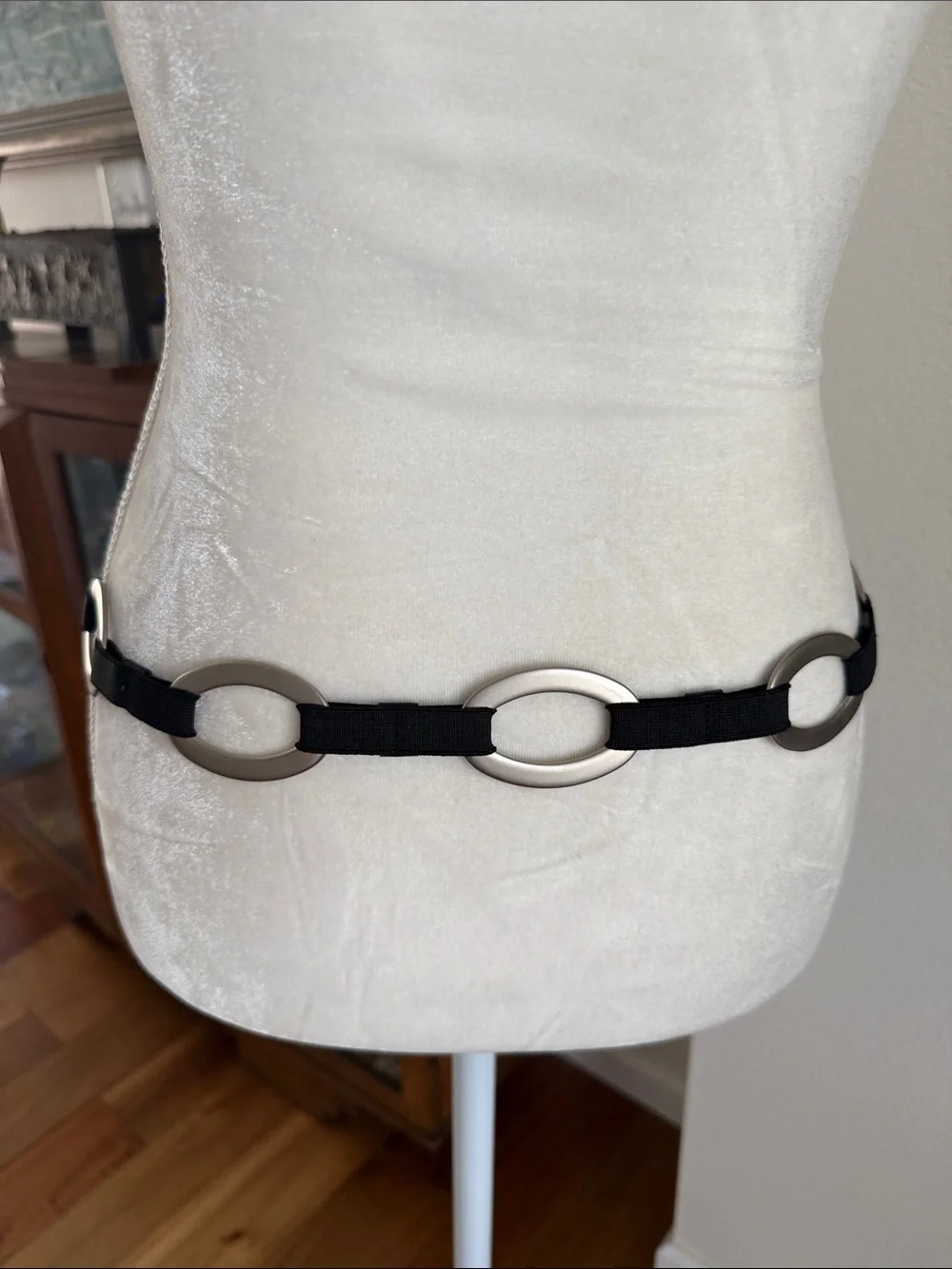 Sandy Duftler leather/elastic fabric belt